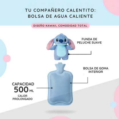 Botella de agua caliente con funda de peluche