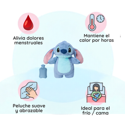Botella de agua caliente con funda de peluche